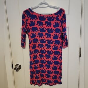 Pink and Blue Elephant Print  Dress